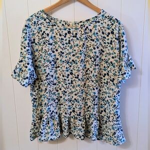Elegant Blue Floral Women's Blouse